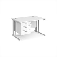 Maestro 25 cable managed 800mm deep desk with 3 drawer ped