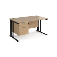 Maestro 25 cable managed 800mm deep desk with 2 drawer ped