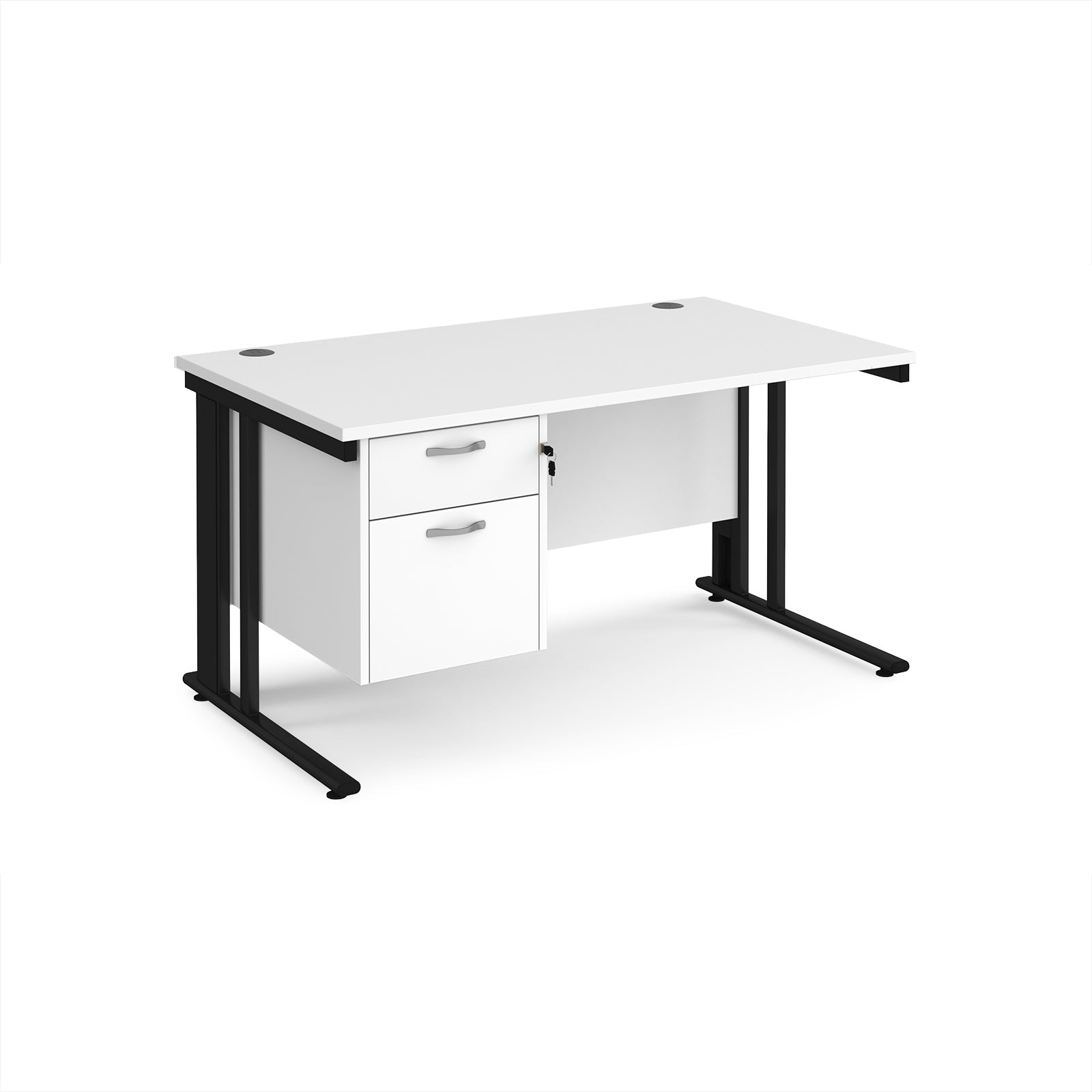 Maestro 25 cable managed 800mm deep desk with 2 drawer ped