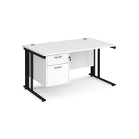 Maestro 25 cable managed 800mm deep desk with 2 drawer ped