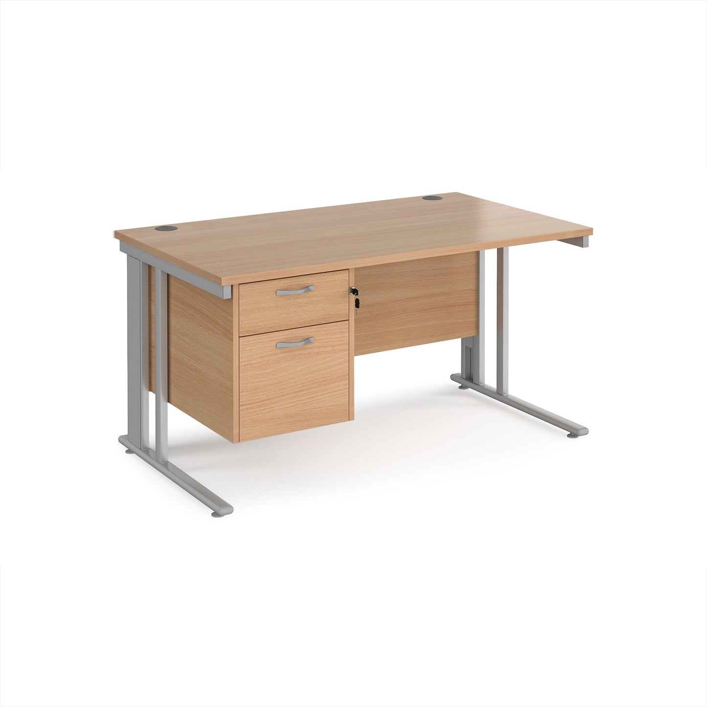 Maestro 25 cable managed 800mm deep desk with 2 drawer ped