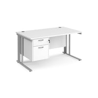 Maestro 25 cable managed 800mm deep desk with 2 drawer ped
