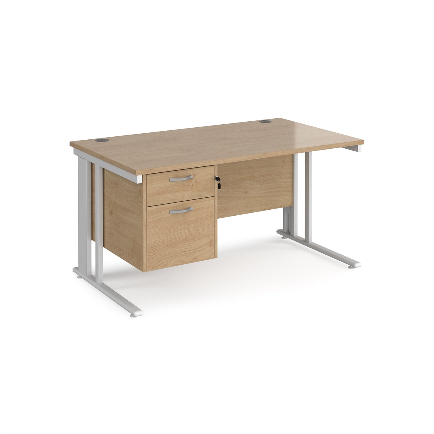 Maestro 25 cable managed 800mm deep desk with 2 drawer ped