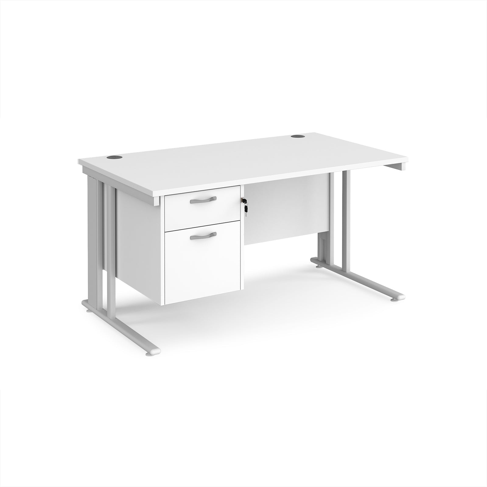 Maestro 25 cable managed 800mm deep desk with 2 drawer ped
