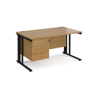Maestro 25 cable managed 800mm deep desk with 3 drawer ped