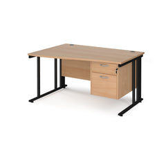 Maestro 25 Cable Managed Left Hand Wave Desk With 2 Drawer Ped