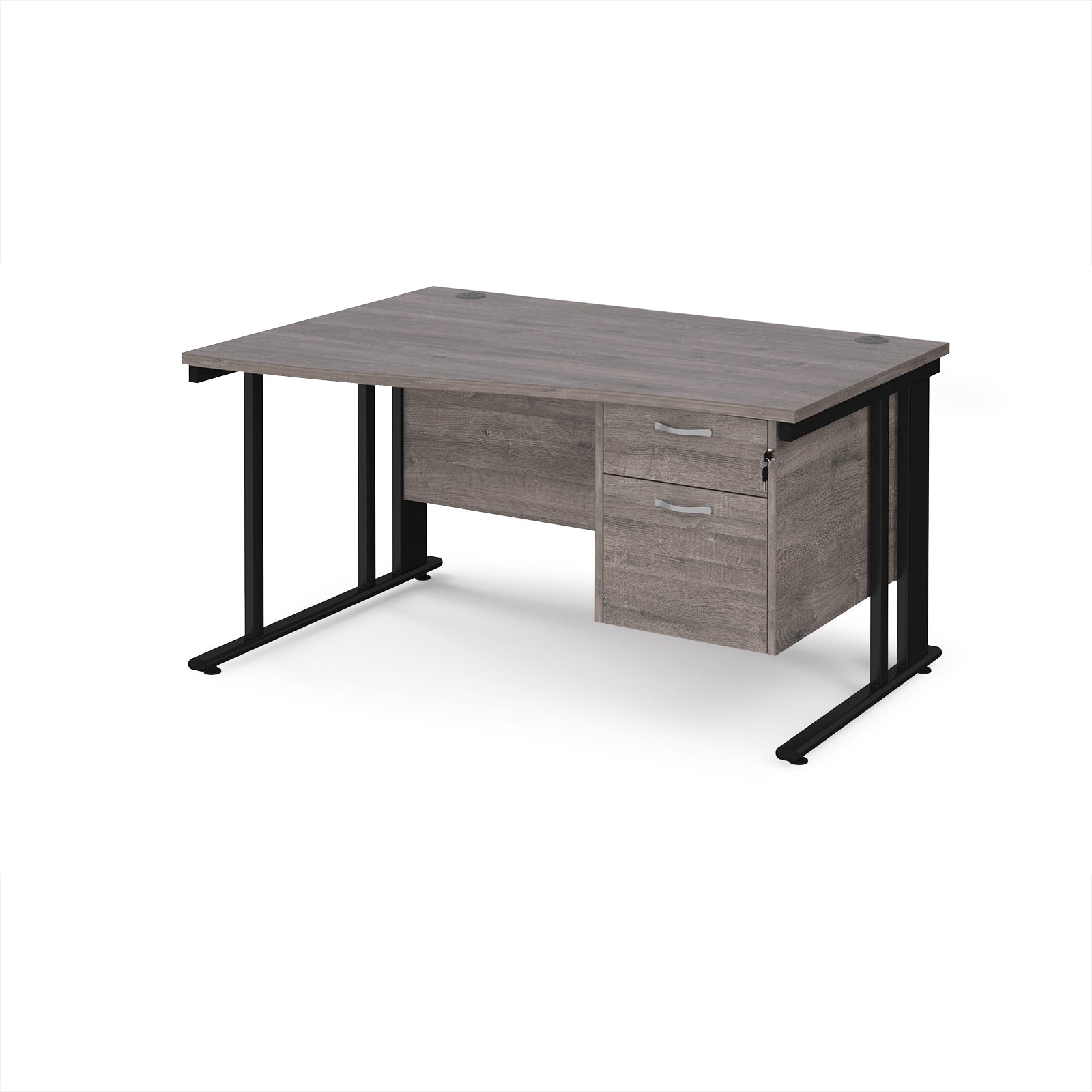 Maestro 25 cable managed left hand wave desk with 2 drawer ped