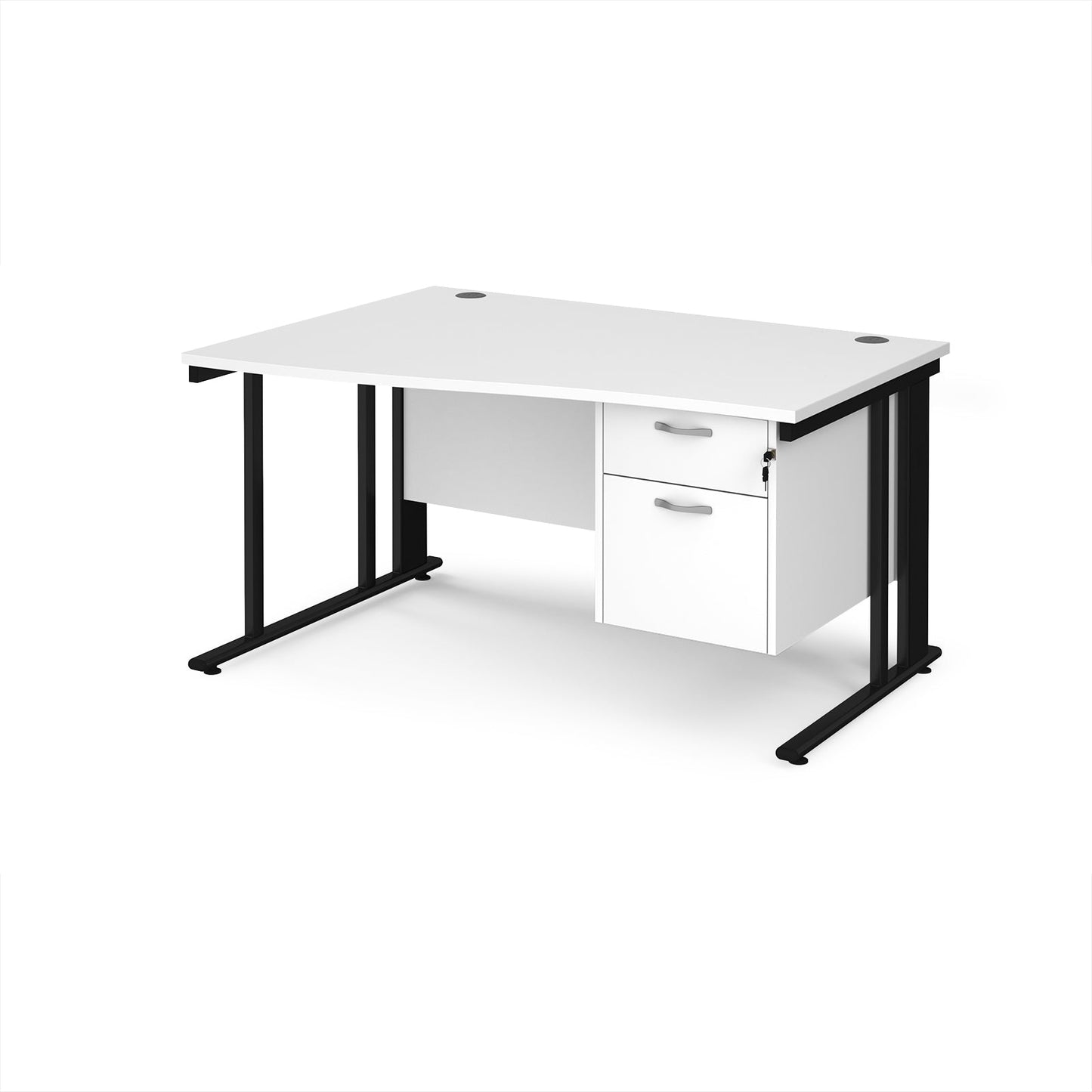 Maestro 25 cable managed left hand wave desk with 2 drawer ped