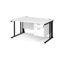 Maestro 25 cable managed left hand wave desk with 2 drawer ped