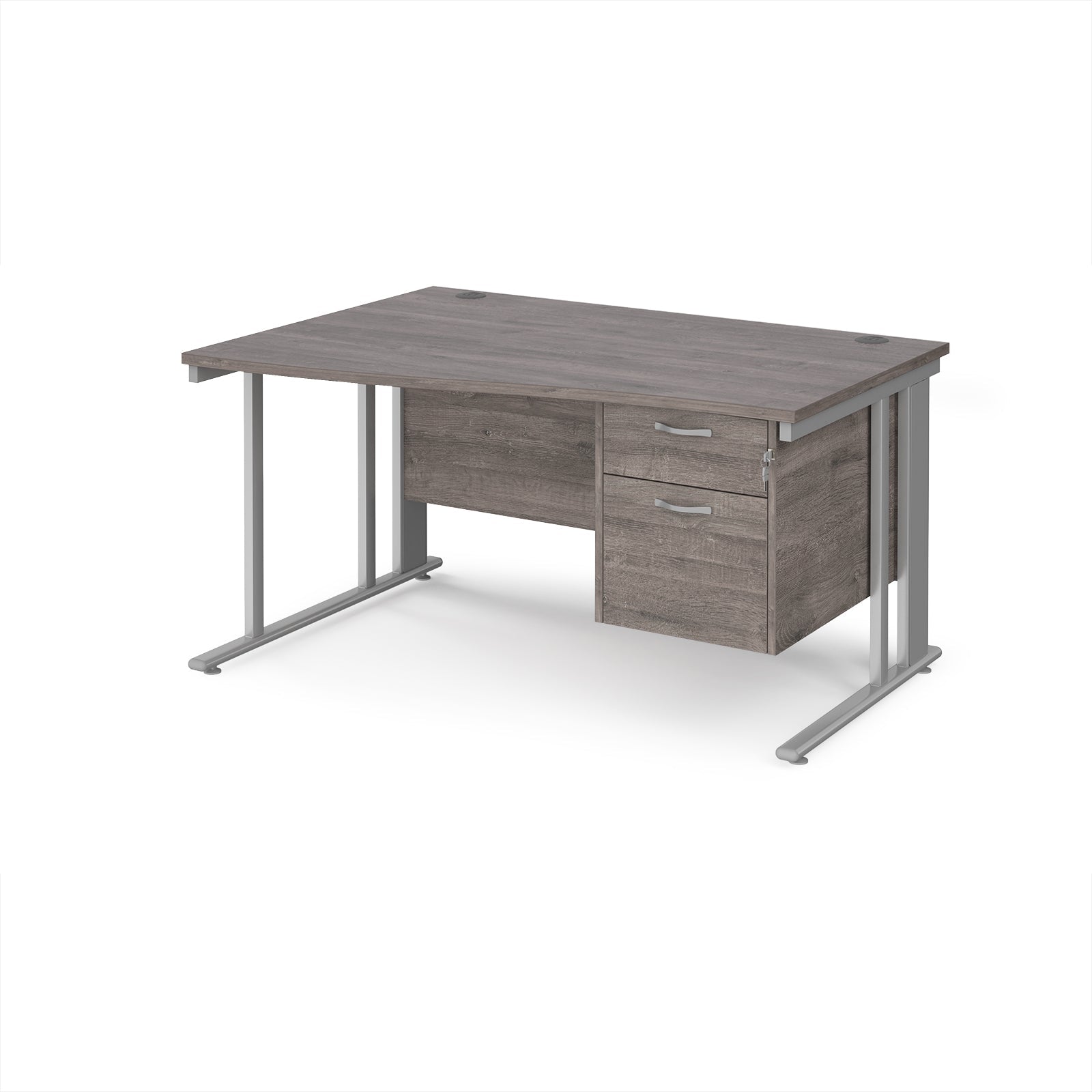 Maestro 25 cable managed left hand wave desk with 2 drawer ped