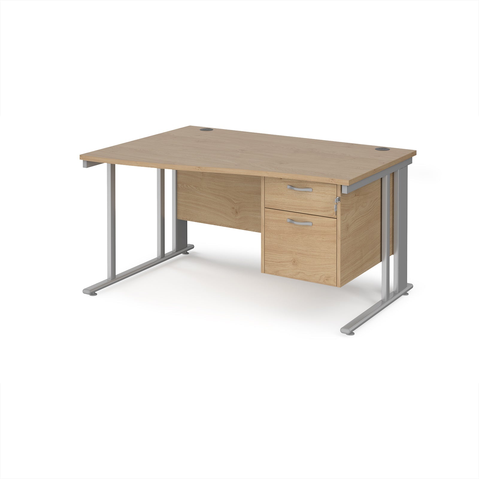 Maestro 25 cable managed left hand wave desk with 2 drawer ped