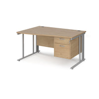 Maestro 25 cable managed left hand wave desk with 2 drawer ped