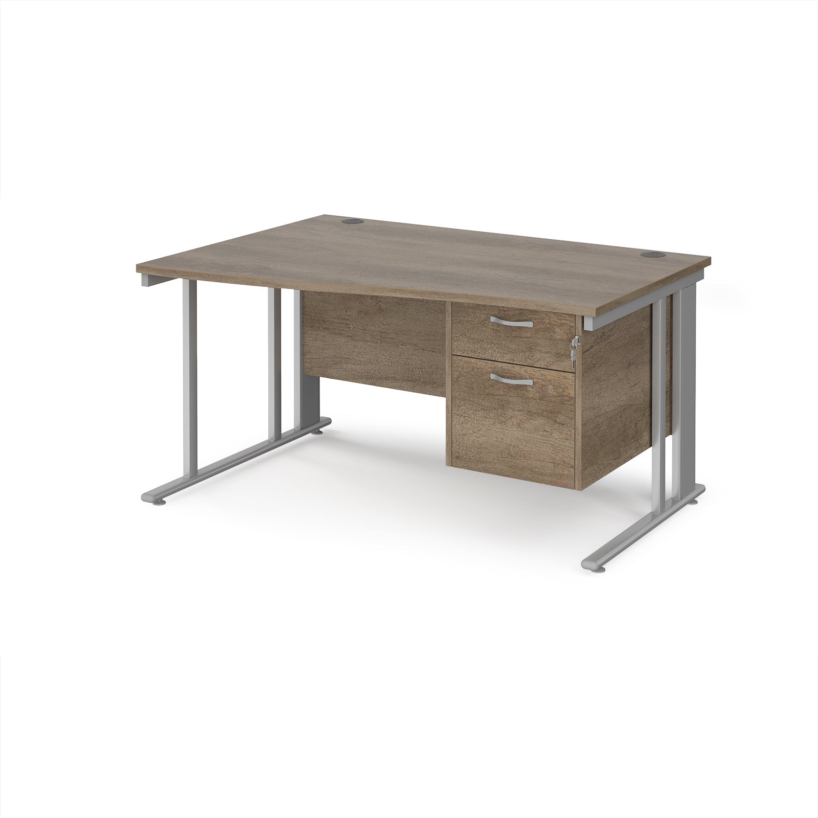Maestro 25 cable managed left hand wave desk with 2 drawer ped