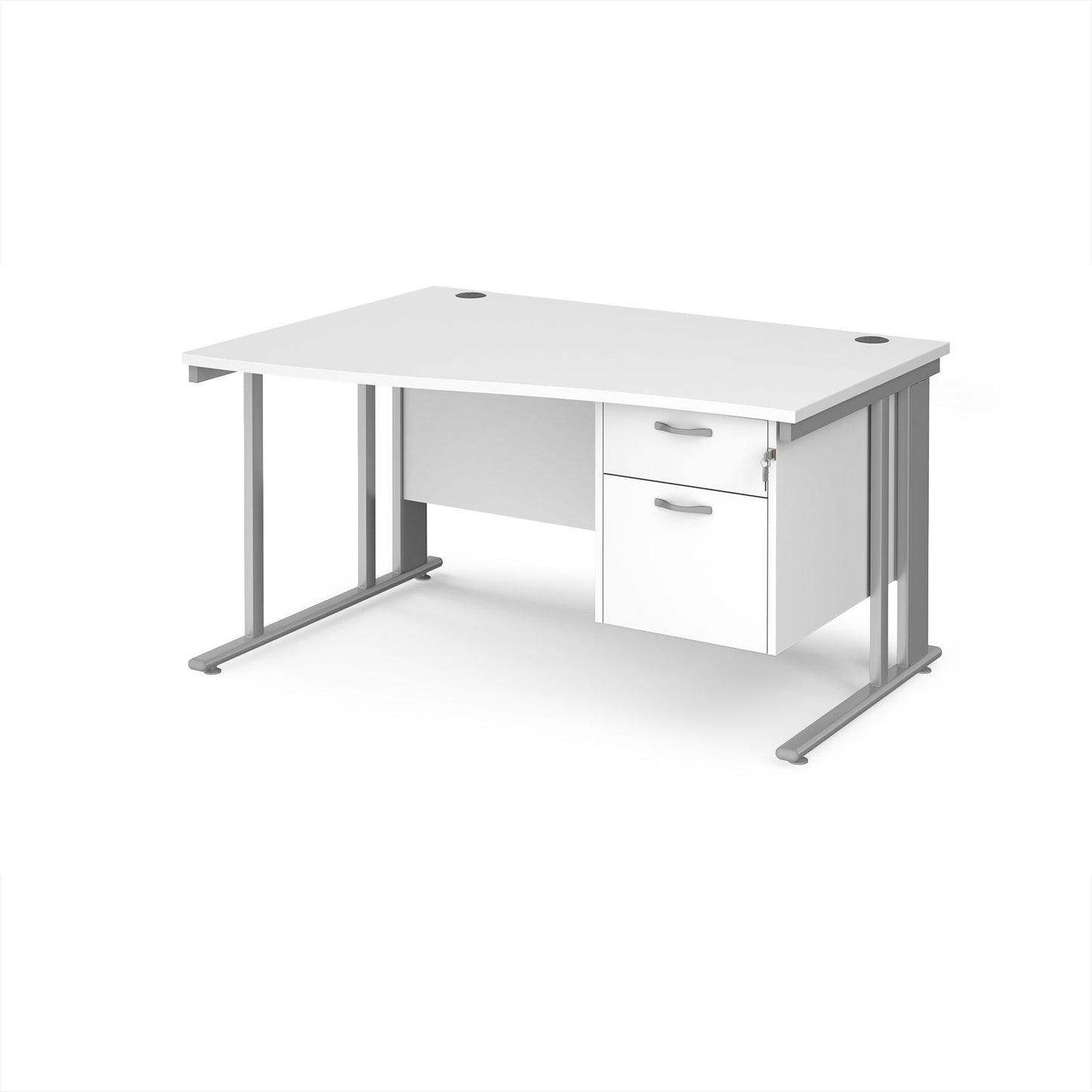 Maestro 25 cable managed left hand wave desk with 2 drawer ped