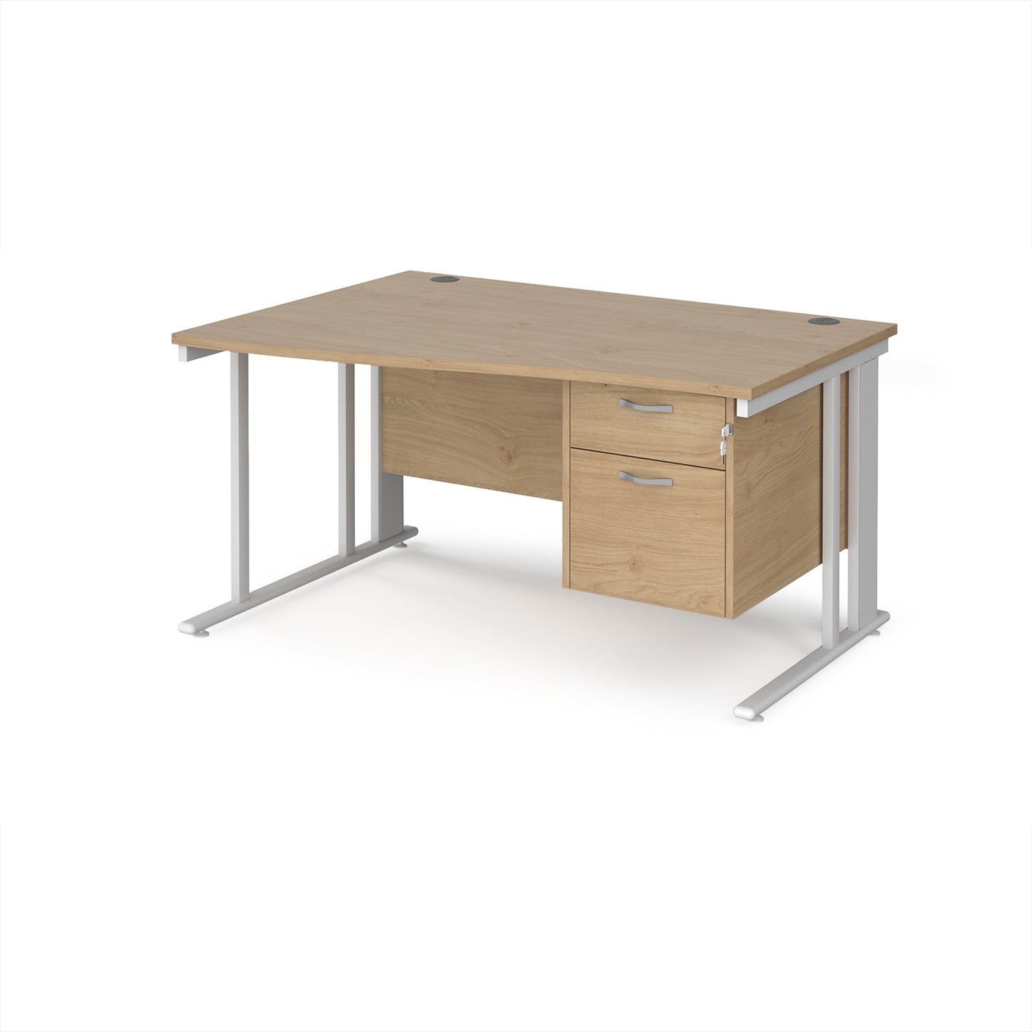 Maestro 25 cable managed left hand wave desk with 2 drawer ped
