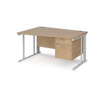 Maestro 25 cable managed left hand wave desk with 2 drawer ped