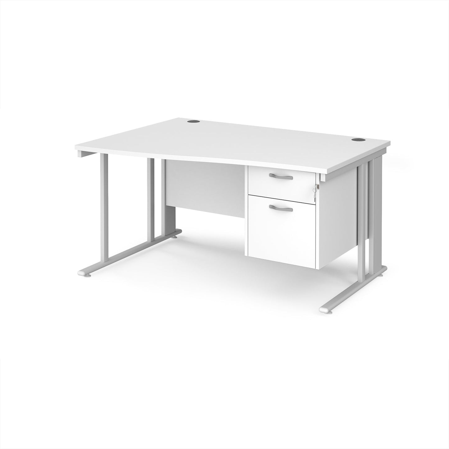 Maestro 25 cable managed left hand wave desk with 2 drawer ped