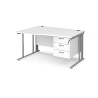 Maestro 25 cable managed left hand wave desk with 3 drawer ped