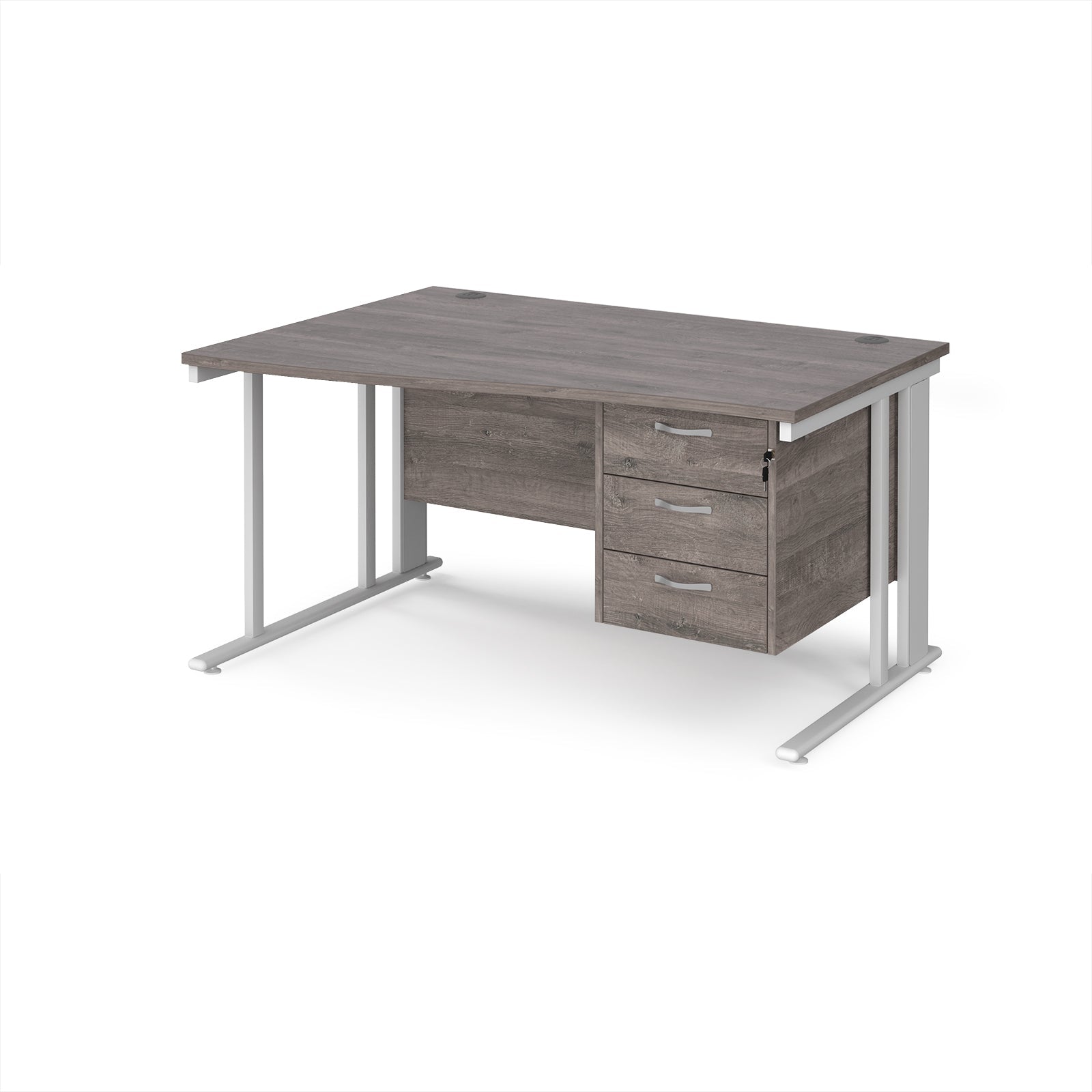 Maestro 25 cable managed left hand wave desk with 3 drawer ped