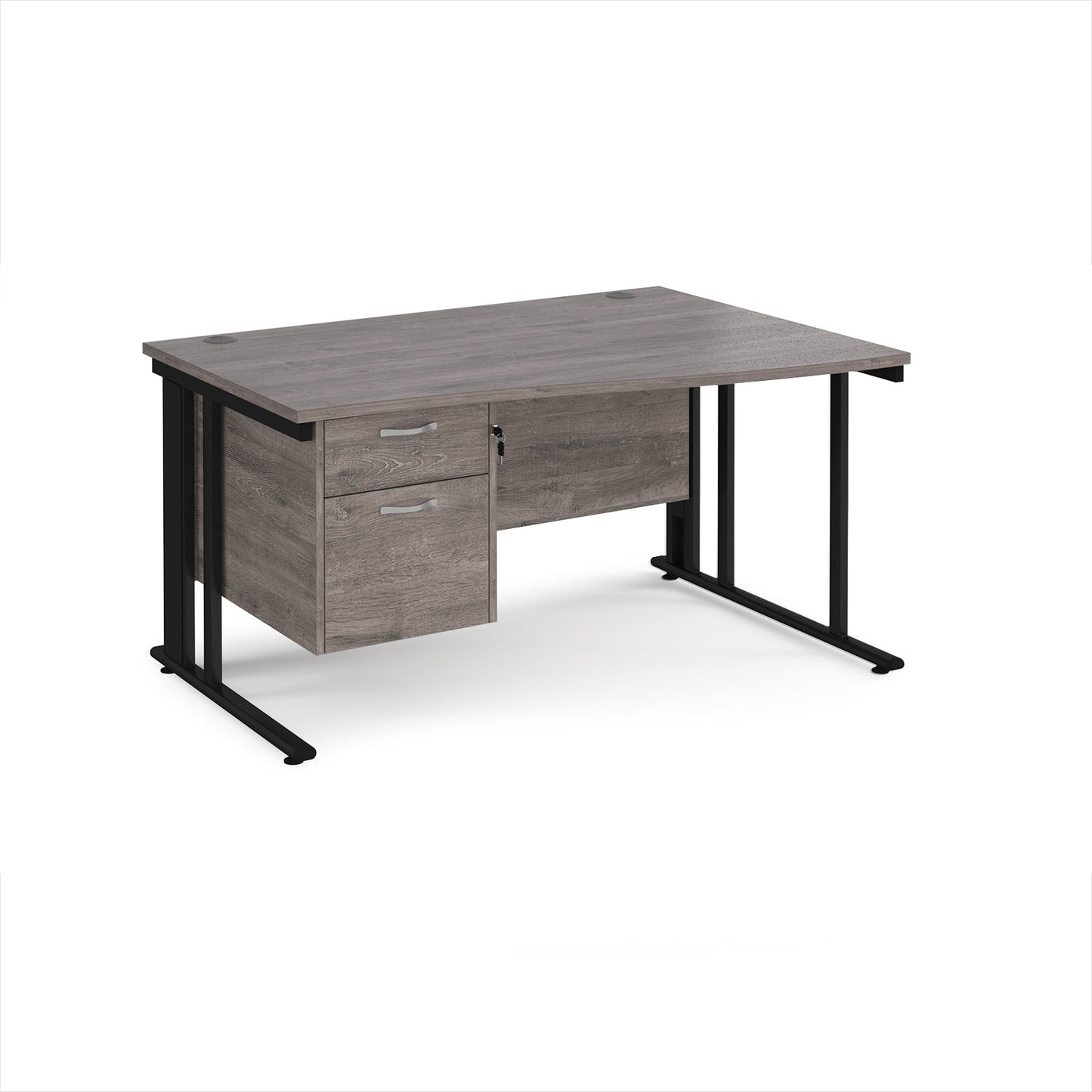 Maestro 25 cable managed right hand wave desk with 2 drawer ped