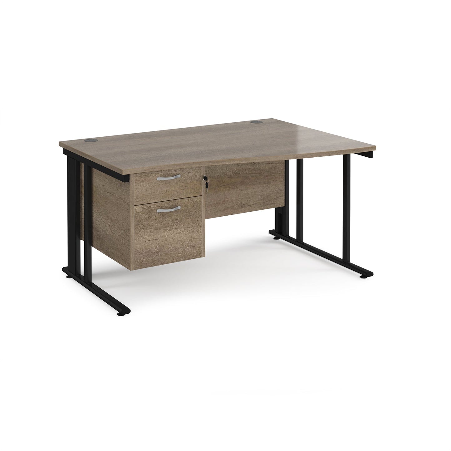 Maestro 25 cable managed right hand wave desk with 2 drawer ped