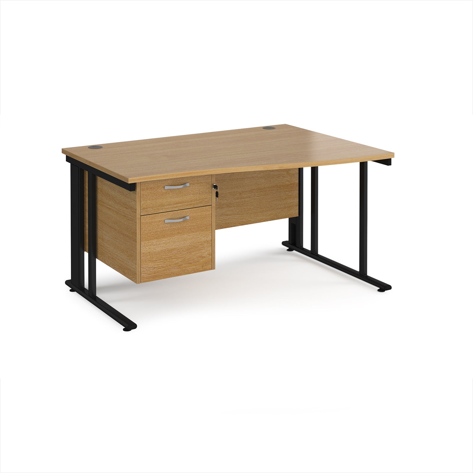 Maestro 25 cable managed right hand wave desk with 2 drawer ped