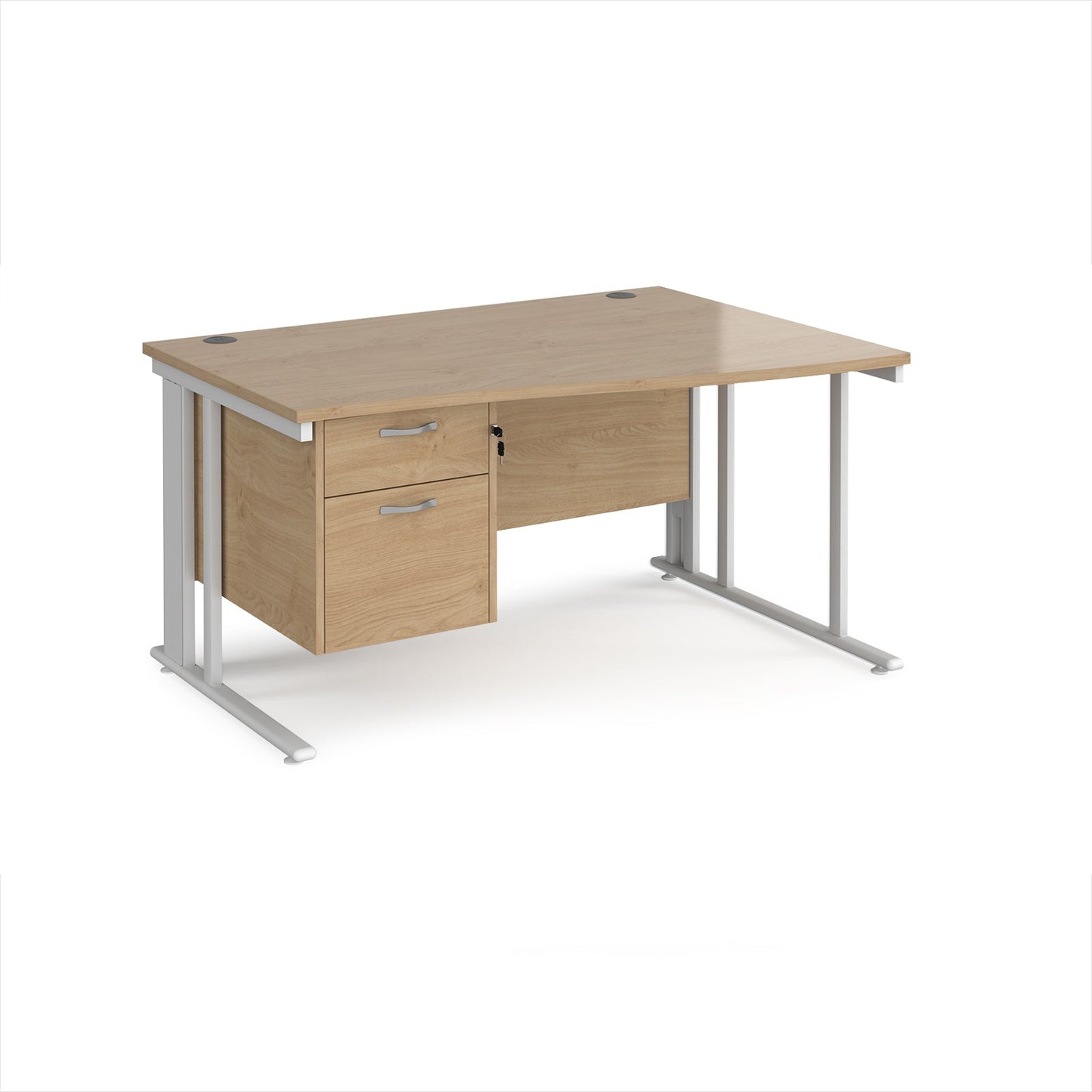 Maestro 25 cable managed right hand wave desk with 2 drawer ped