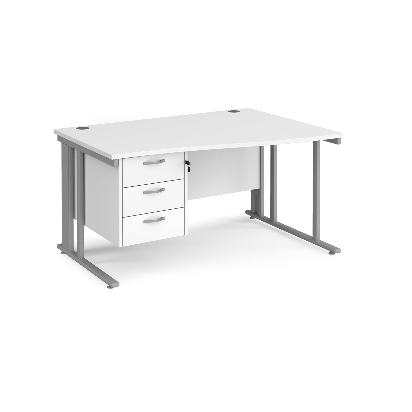 Maestro 25 Cable Managed Right Hand Wave Desk With 3 Drawer Ped