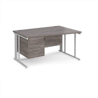 Maestro 25 cable managed right hand wave desk with 3 drawer ped