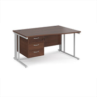 Maestro 25 cable managed right hand wave desk with 3 drawer ped