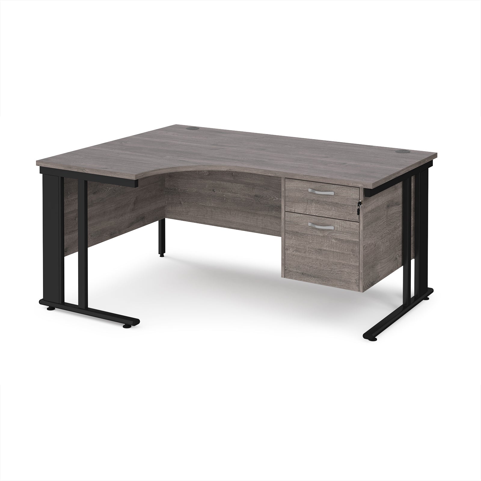 Maestro 25 cable managed left hand ergonomic desk with 2 drawer ped