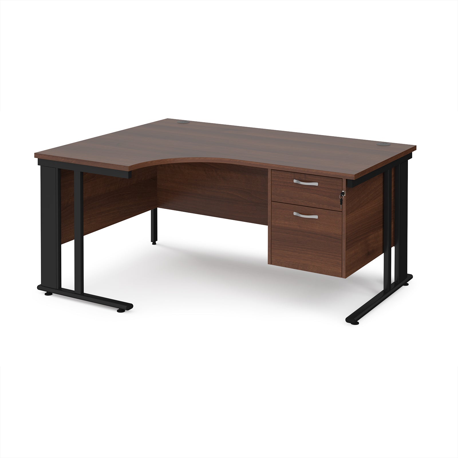 Maestro 25 cable managed left hand ergonomic desk with 2 drawer ped