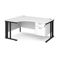 Maestro 25 cable managed left hand ergonomic desk with 2 drawer ped