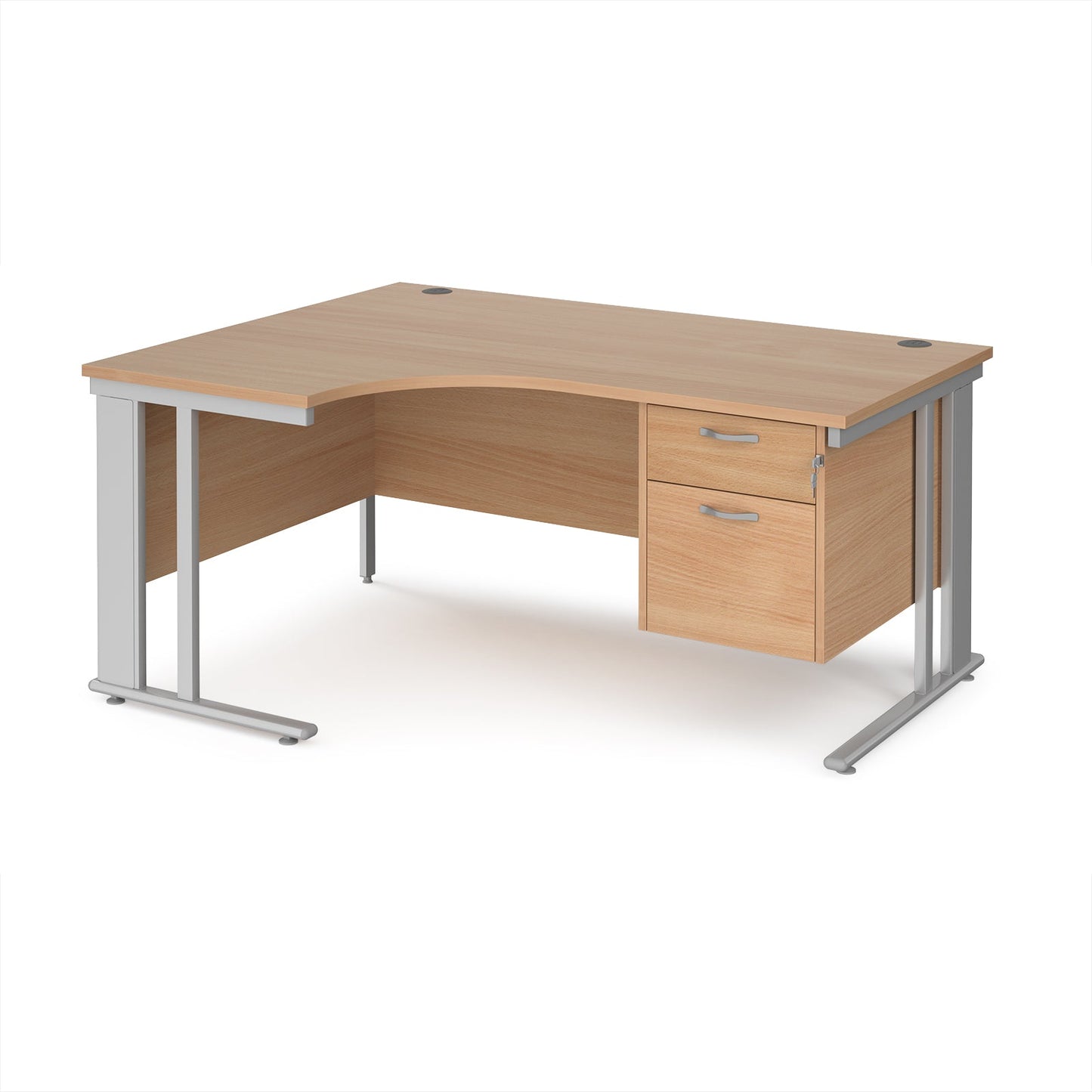 Maestro 25 cable managed left hand ergonomic desk with 2 drawer ped