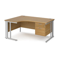 Maestro 25 cable managed left hand ergonomic desk with 2 drawer ped