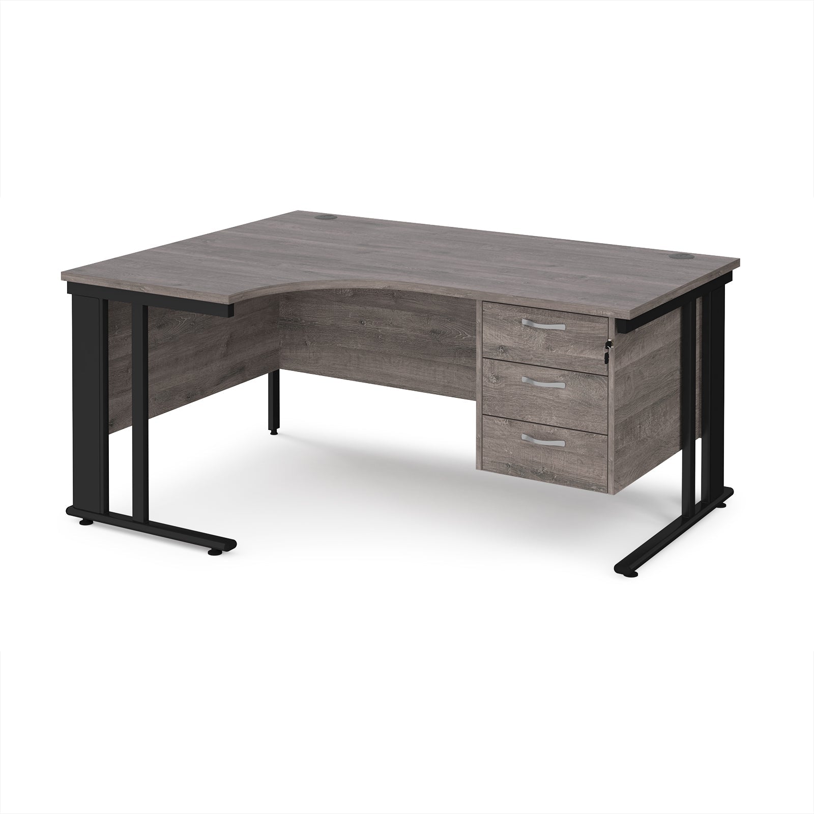 Maestro 25 cable managed left hand ergonomic desk with 3 drawer ped