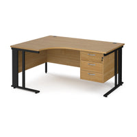 Maestro 25 cable managed left hand ergonomic desk with 3 drawer ped