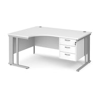 Maestro 25 cable managed left hand ergonomic desk with 3 drawer ped