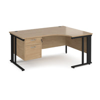 Maestro 25 cable managed right hand ergonomic desk with 2 drawer ped