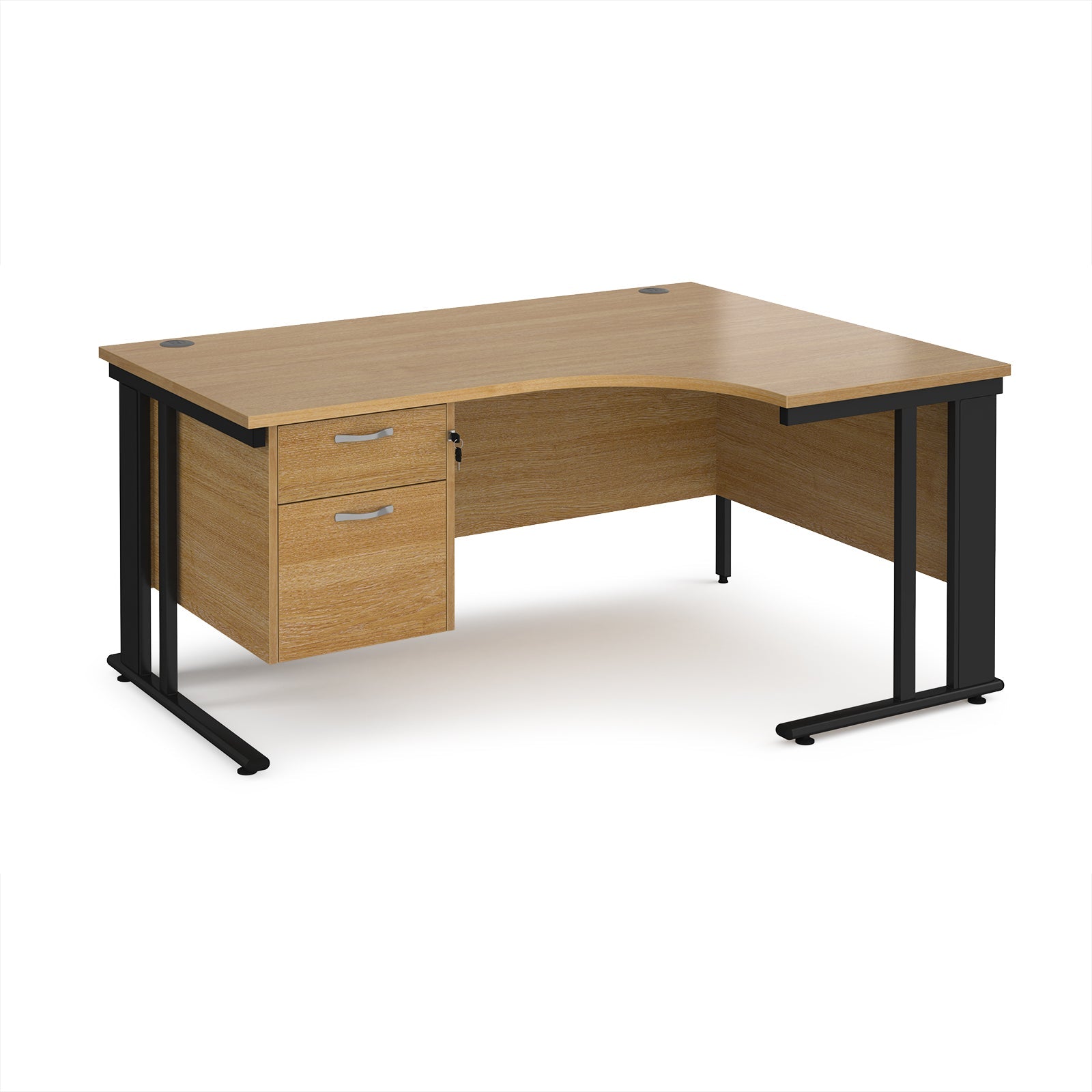 Maestro 25 cable managed right hand ergonomic desk with 2 drawer ped