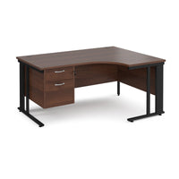 Maestro 25 cable managed right hand ergonomic desk with 2 drawer ped
