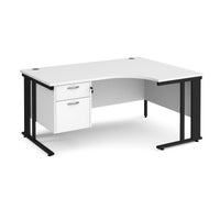 Maestro 25 cable managed right hand ergonomic desk with 2 drawer ped