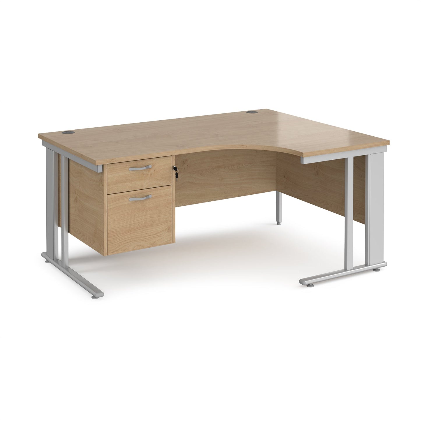 Maestro 25 cable managed right hand ergonomic desk with 2 drawer ped