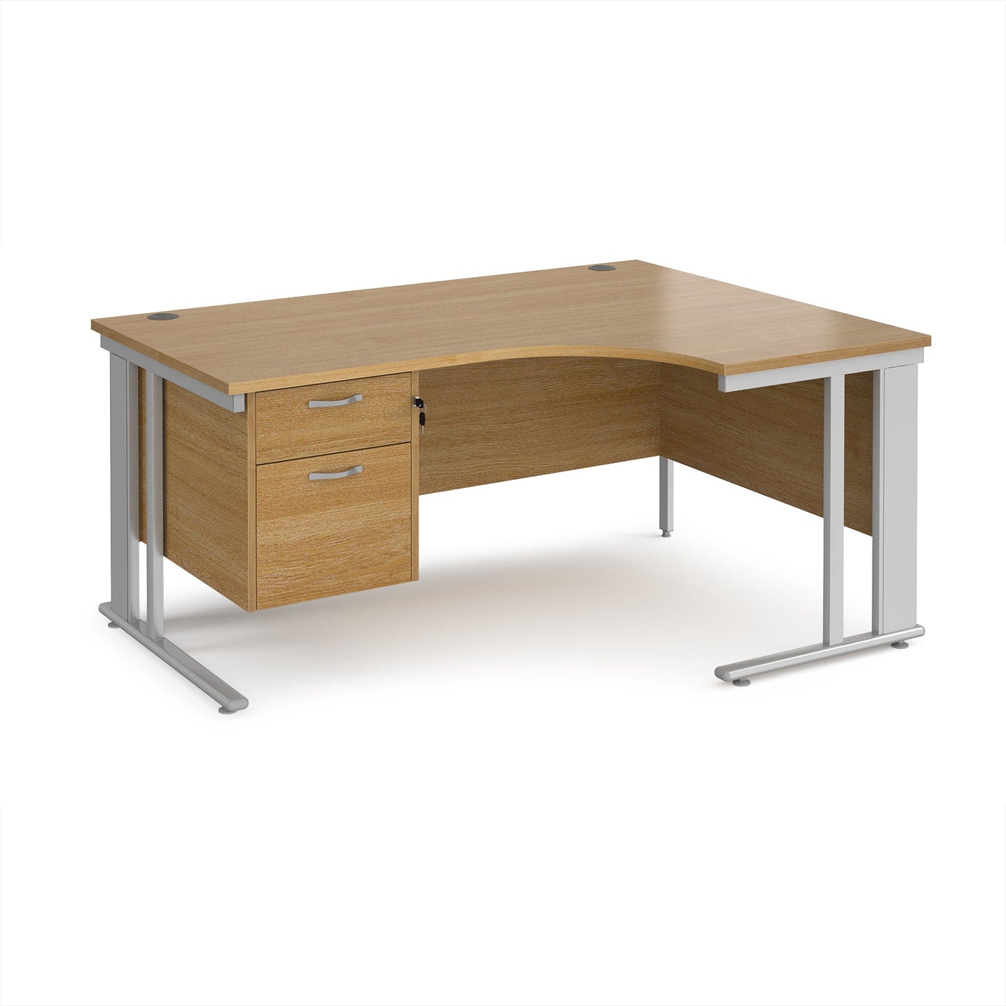 Maestro 25 cable managed right hand ergonomic desk with 2 drawer ped
