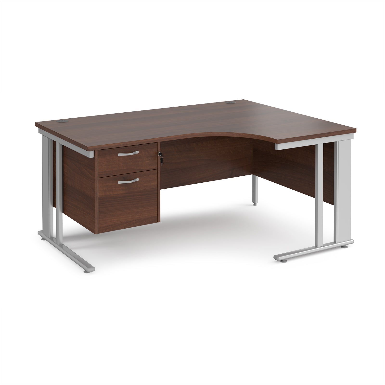 Maestro 25 cable managed right hand ergonomic desk with 2 drawer ped