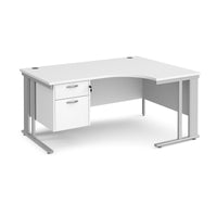 Maestro 25 cable managed right hand ergonomic desk with 2 drawer ped