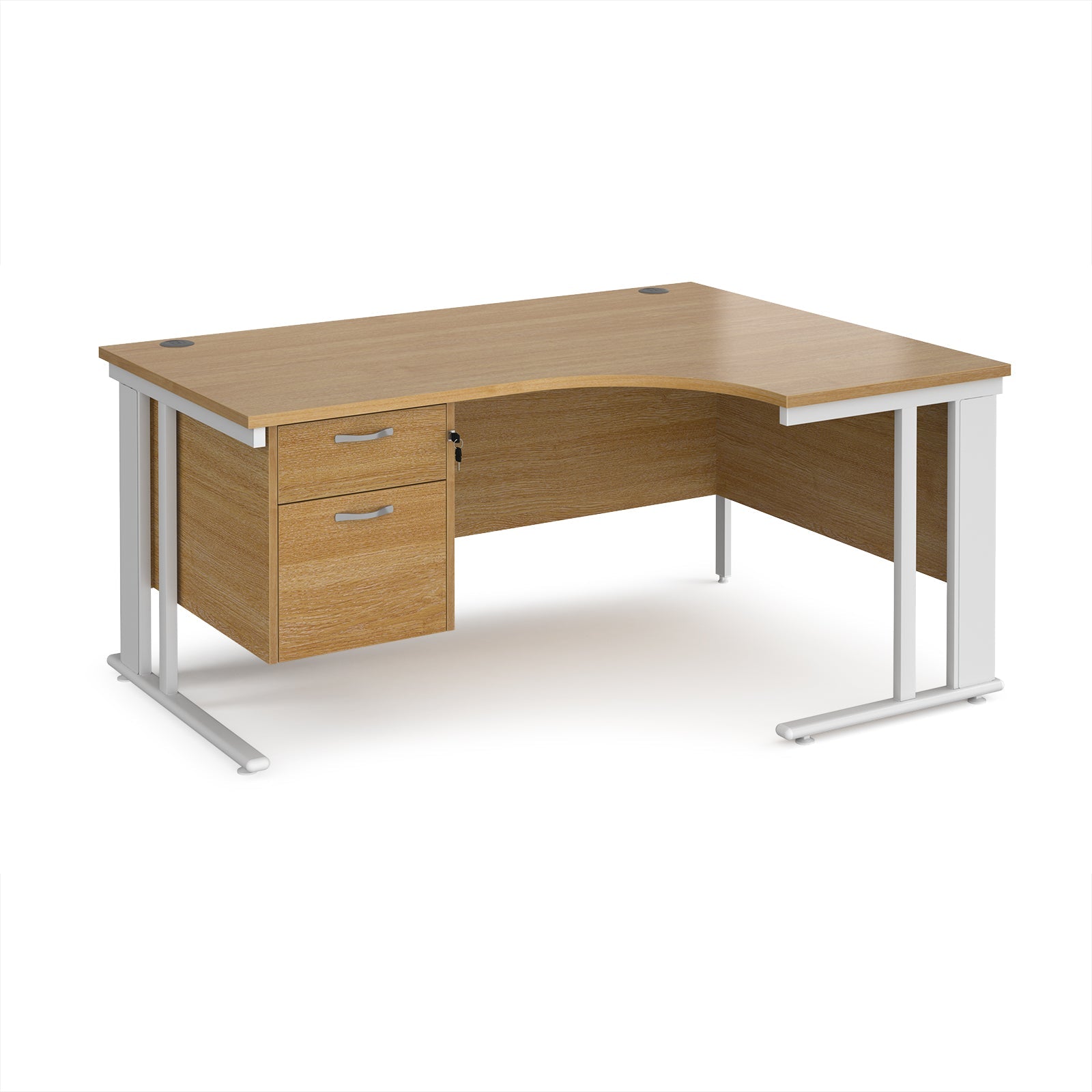 Maestro 25 cable managed right hand ergonomic desk with 2 drawer ped