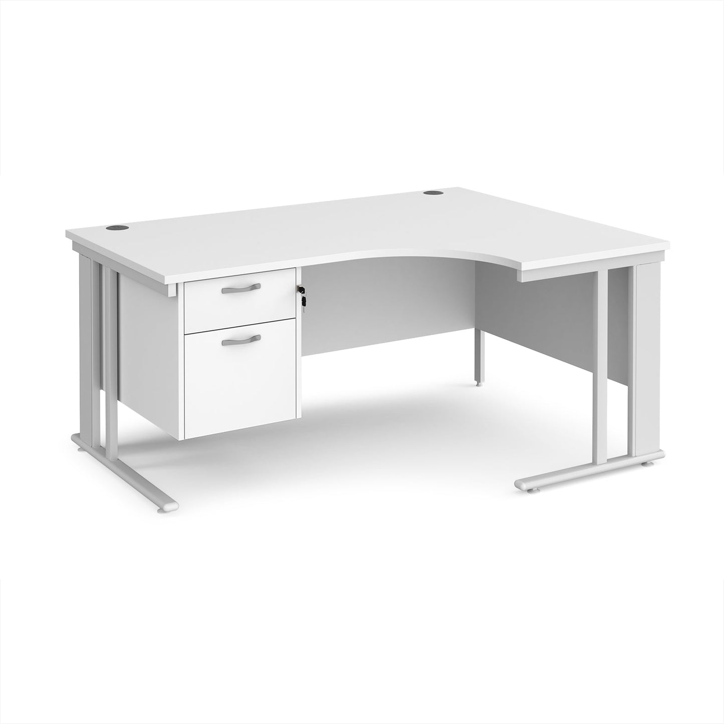 Maestro 25 cable managed right hand ergonomic desk with 2 drawer ped