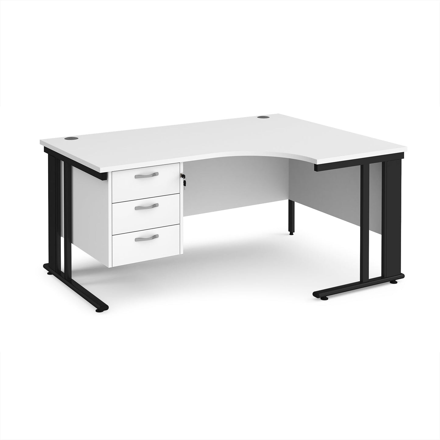 Maestro 25 cable managed right hand ergonomic desk with 3 drawer ped