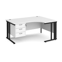 Maestro 25 cable managed right hand ergonomic desk with 3 drawer ped
